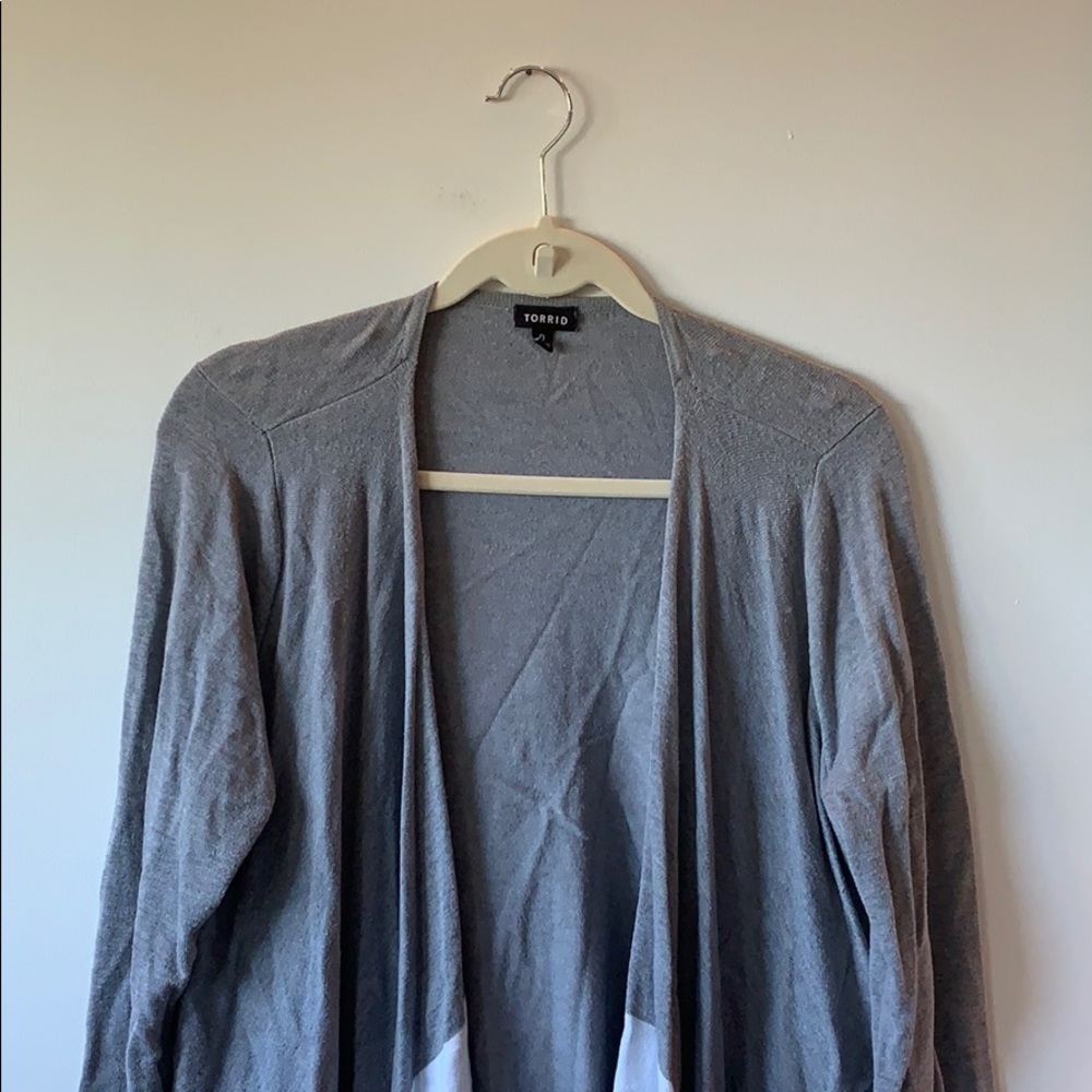 grey and white shark bite cardigan